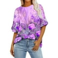thumbnail image 1 of Raeneomay Oversized T Shirts for Women Ladies Fashion Casual Cropped Short Sleeve Printing Loose Shirt Blouse Top, 1 of 6