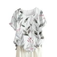 thumbnail image 1 of Raeneomay Oversized T Shirts for Women Women Buttons Short Sleeve Floral Print Buttons Cotton Linen Vintage Top, 1 of 3