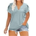 thumbnail image 1 of Raeneomay Oversized T Shirts for Women Womens Plus Size Summer Tops Casual v Neck Hollow Tee Shirts Leaf Sleeve Fashion Loose Blouse, 1 of 6