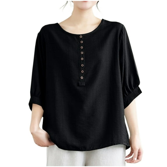 Raeneomay Oversized T Shirts for Womens Women's Spring Summer Casual Short Sleeve Round-Neck Solid Color Loose One Size Blouse Tops