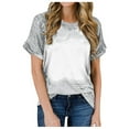 thumbnail image 1 of Raeneomay Plus Size Tops 2024 Casual Loose And Comfortable Gradient Round Neck Short-Sleeved T-Shirt, 1 of 5