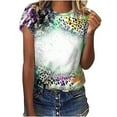 thumbnail image 1 of Raeneomay Plus Size Tops for Women Casual Retro Style Casual Printed Short Sleeve Blouse V-Sleeve Blouse/Shirt, 1 of 4