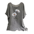 thumbnail image 1 of Raeneomay Plus Size Tunics Tops Oversized T Shirts Women's Fashion Print Tees Casual Crew Neck Raglan Short Sleeve Loose T Shirt Cotton Linen Tops Blouses, 1 of 5