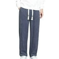 thumbnail image 1 of Raeneomay Pocket Uniform Work Soft Chino Pants Men's Fashion Drawstring Elastic Waist Solid Color Casual Sweat Length Pants, 1 of 5