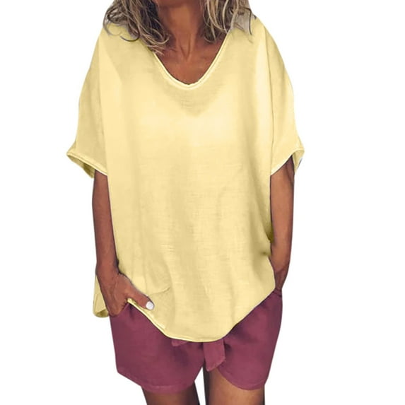 Raeneomay Printed T Shirts for Women Women's Fashion Casual T-Shirt Short Sleeve V-Neck Sweatshirt Tops Blouse