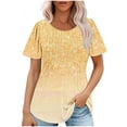 thumbnail image 1 of Raeneomay Short Sleeve Tunic Tops Fit Pleated Blouse Shirts Fashionable Women's Casual Short Sleeved Loose Round Neck Printed Top, 1 of 5