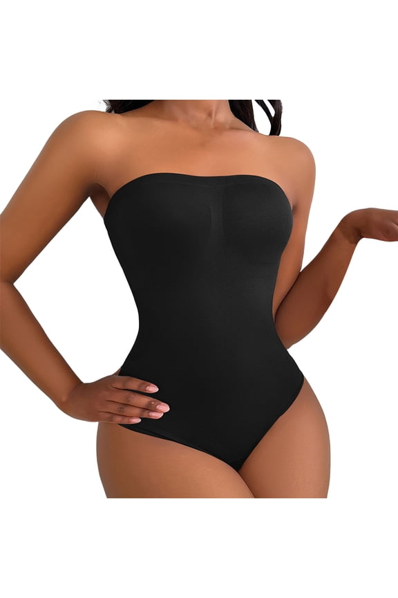 Strapless Bodysuit for Women Tummy Control Seamless Shapewear Thong Body Shaper Invisible Non-Slip Under Garment