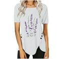 thumbnail image 1 of Raeneomay Summer Tops Curved Hem Flowy Shirts Women's Casual Round Neck Casual Button Printed Short Sleeve Blouse Short Sleeve Round Neck Blouse/Shirt, 1 of 5