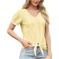 thumbnail image 1 of Raeneomay Tunic Tops for Women Women's Solid V-Neck Short Sleeved Solid Color T-Shirt Court Lock Top Short Sleeved V-Neck Top Short Sleeved V-Neck Top/Shirt, 1 of 5