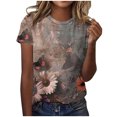 thumbnail image 1 of Raeneomay Tunic Tops for Women Women Fashion Summer Casual Printed Round Neck Short Sleeves TShirt Blouse, 1 of 1