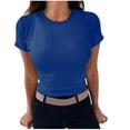 thumbnail image 1 of Raeneomay Tunic Tops for Women Womens Fashion Summer Short Sleeve Round-Neck Solid Casaul Tops T-Shirt, 1 of 5