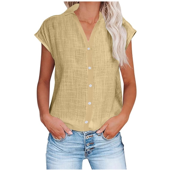 Raeneomay V Neck Button Up Tunic Tops Women's Tops Fashion Solid Button Shirt Female V-Neck Loose T-Shirt Blouse