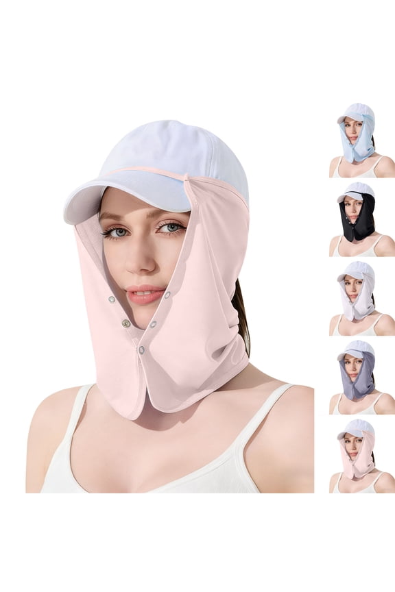 Women's Breathable Summer Outdoor Baseball Cap, 2-in-1 Ice Silk UV Protection Detachable Full Face Neck Flap Sun Hat