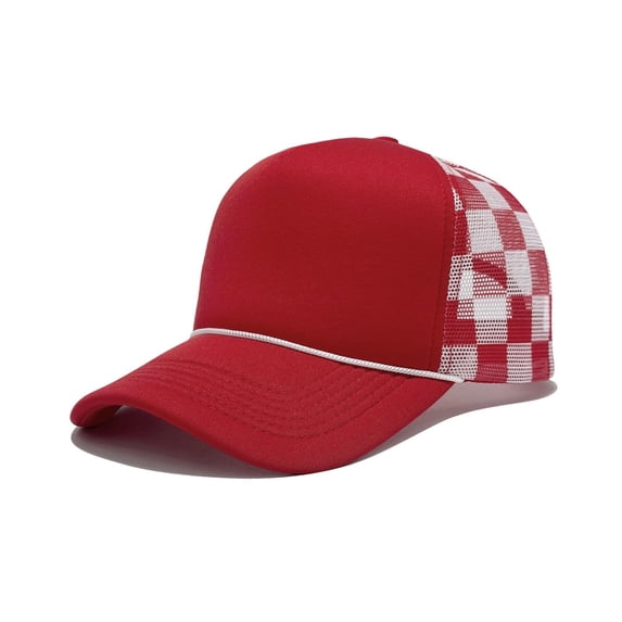 Raeneomay Women's Checkered Ponytail Trucker Hat, Mesh Back Breathable Sun Protection Baseball Cap