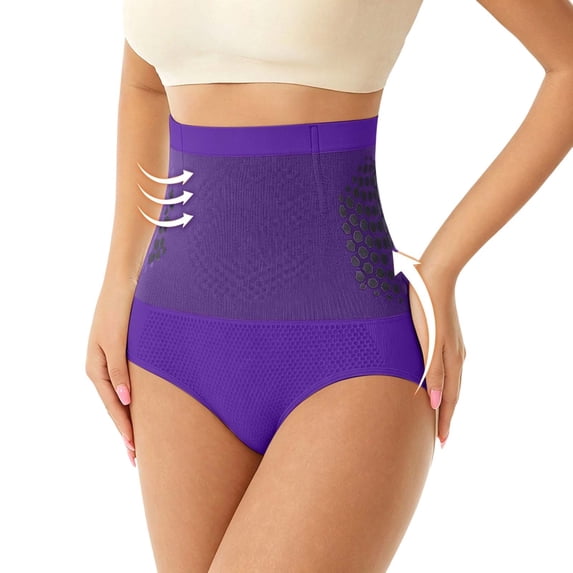 Raeneomay Women's High Waist Tummy Control Shapewear Briefs, Plus Size Seamless Honeycomb Breathable Hip Lifting No Roll Everyday Panties