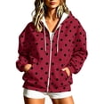 thumbnail image 1 of Raeneomay Women's Polka Dot Hoodie - Zip Up Long Sleeve Pocket Jacket S-XXXL, 1 of 6