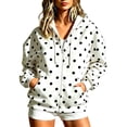 thumbnail image 1 of Raeneomay Women's Polka Dot Hoodie - Zip Up Long Sleeve Pocket Jacket S-XXXL, 1 of 6