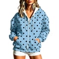 thumbnail image 1 of Raeneomay Women's Polka Dot Hoodie - Zip Up Long Sleeve Pocket Jacket S-XXXL, 1 of 6