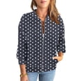 thumbnail image 1 of Raeneomay Women's Polka Dot Jacket - Zip Up Long Sleeve Pocket Bomber S-XXL, 1 of 6