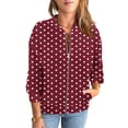 thumbnail image 1 of Raeneomay Women's Polka Dot Jacket - Zip Up Long Sleeve Pocket Bomber S-XXL, 1 of 6
