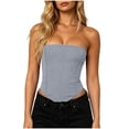 thumbnail image 1 of Raeneomay Women's Strapless Boned Corset Top, Asymmetrical Hem Slim Fit Crop Casual Tube Top S-XL, 1 of 7