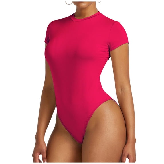 Raeneomay Women's Tummy Control Butt Lifting Shapewear Bodysuit, Short Sleeve Slimming Body Shaper S-XXL