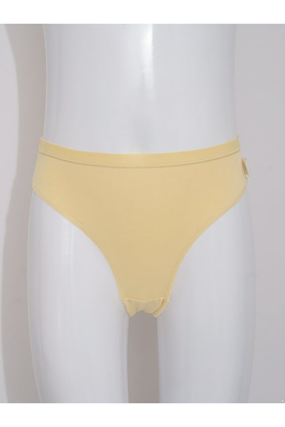 3Pcs Kids Girl's Ballet Briefs Tan Cotton Seamless Dance Underwear for Gymnastics High Cut Nude 140