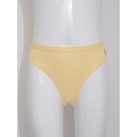 Raenseen 3Pcs Kids Girl's Ballet Briefs Tan Cotton Seamless Dance Underwear for Gymnastics High Cut Nude 140