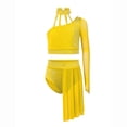thumbnail image 1 of Raenseen Big Girls Ballet Dance Gymnastics Outfits Two-Piece Jazz Lyrical Dancewear Crop Tops with Irregular Skirt Yellow 6, 1 of 2