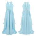 thumbnail image 1 of Raenseen Big Girls Sleeveless Sequined Halter Flower Girl Dress Chiffon Wedding Bridesmaid Dresses Light Blue 12, 1 of 8