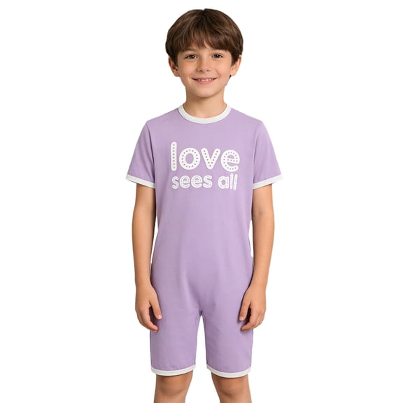 Raenseen Boys Girls Special Needs Adaptive Clothing for Kids Anti-strip Jumpsuit Romper with Back Zipper Soft Cotton Lavender 4