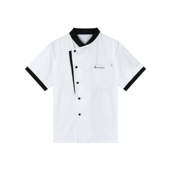 Raenseen Chef Coat for Men and Women Classic Cooking Uniform Short Sleeve Unisex Restaurant Kitchen White 3XL