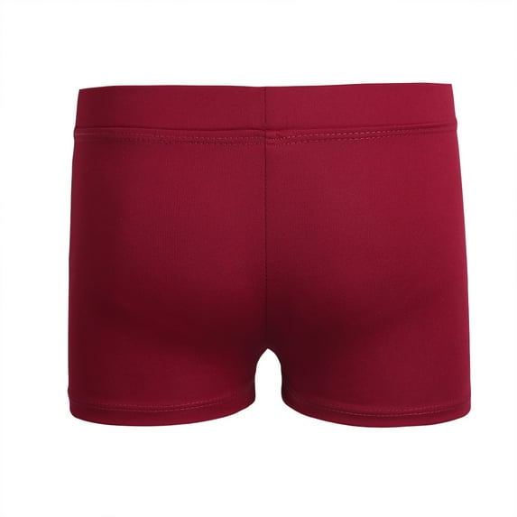 Raenseen Girls Boy-Cut Slim Fit Yoga Cheer Volleyball Hot Shorts Low Rise Gymnastics Dance Running Burgundy 4