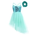 thumbnail image 1 of Raenseen Girls Kids Sleeveless Shiny Sequins Dance Leotard Dresses with Hair Tie Lyrical Latin Mint Green L, 1 of 7