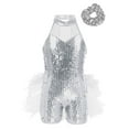 thumbnail image 1 of Raenseen Girls Sequins Ballet Leotard Dance Costume Jazz/Latin Modern Performance Dance Dress with White 7, 1 of 6