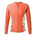 thumbnail image 1 of Raenseen Girls Upf 50+ Rash Guard Shirts Swim Zip Up Coat Athletic Tank Top Shirts Orange 14, 1 of 5