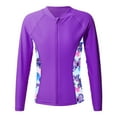 thumbnail image 1 of Raenseen Girls Upf 50+ Rash Guard Shirts Swim Zip Up Coat Athletic Tank Top Shirts Purple 14, 1 of 5