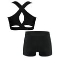 thumbnail image 1 of Raenseen Kid Girl 2 Pieces Outfits Sports Suit Cross Back Racerback Tank Tops with Rhinestones Shorts Black 6, 1 of 9