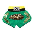 thumbnail image 1 of Raenseen Kids Boys Boxer Shorts Patchwork Metallic Embroidery Wide Waistband Side Slit Boxing B Green S, 1 of 9