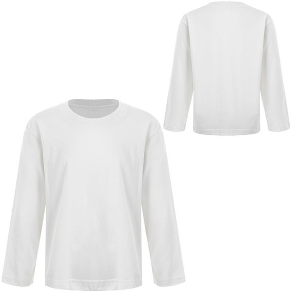 Raenseen Kids Boys Girls Athletic Performance Shirts Long Sleeve Quick Dry-Fit Crew Neck Sweatshirts White 120