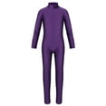 thumbnail image 1 of Raenseen Kids Boys Girls Full Length Bodysuit Unitards Spandex Zentai Costumes Gymnastics Leotard Purple XXL, 1 of 8