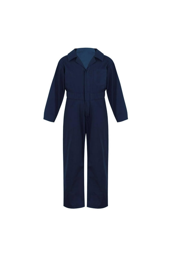 Kids Boys Mechanic Coveralls Long Sleeve One Piece Flightsuit Overalls Jumpsuit Boiler Suit A Dark Blue 6