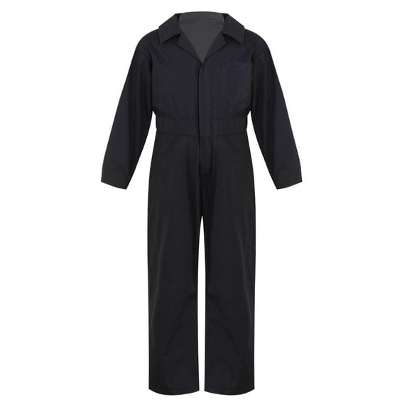 Raenseen Kids Boys Mechanic Coveralls Long Sleeve One Piece Flightsuit Overalls Jumpsuit Boiler Suit Black 14