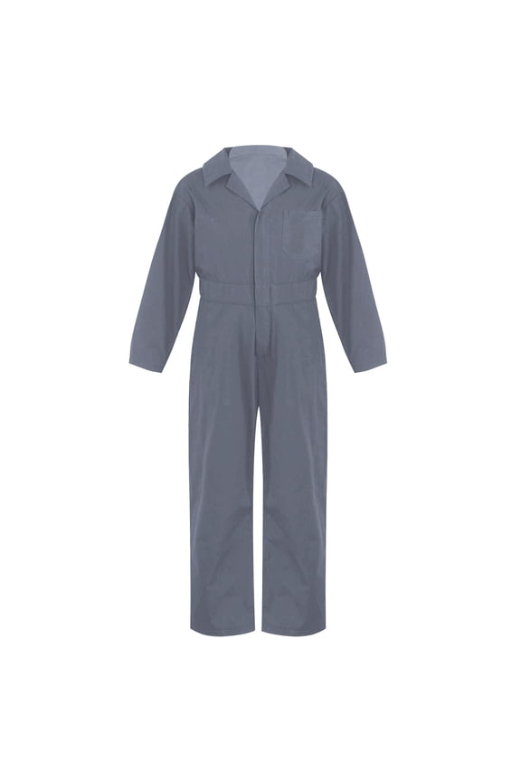 Kids Boys Mechanic Coveralls Long Sleeve One Piece Flightsuit Overalls Jumpsuit Boiler Suit Grey 6