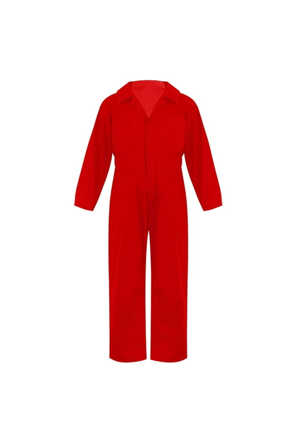 Kids Boys Mechanic Coveralls Long Sleeve One Piece Flightsuit Overalls Jumpsuit Boiler Suit Red 12