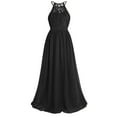 thumbnail image 1 of Raenseen Kids Flower Girl Halter Lace Chiffon Dress Juniors Bridesmaid Wedding Formal Dress Party Black 8, 1 of 8