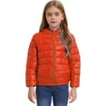 thumbnail image 1 of Raenseen Kids Girls Boys Winter Coat Puffer Jacket Long Sleeve Hoodie Ultra Lightweight Down Coat Outerwear Orange 15-16, 1 of 7
