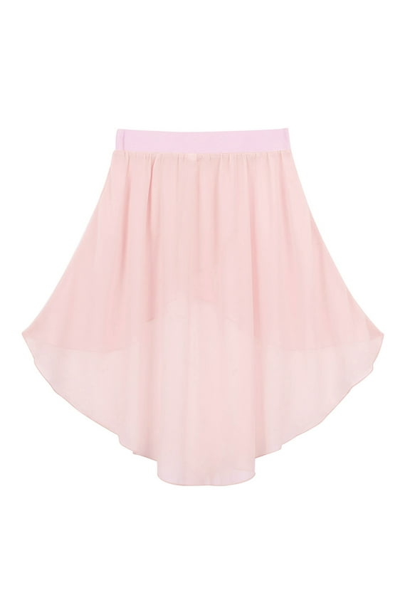 Kids Girls Classic Lyrical Skirts High-Low Chiffon Ballet Dance Costume Mesh Tulle Tutu Pink 10