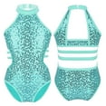 thumbnail image 1 of Raenseen Kids Girls' Fashion Sequins Sleeveless Halter Neck Gymnastics Leotard Fancy Cutouts Dance Mint_Green 8, 1 of 8