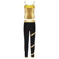 thumbnail image 1 of Raenseen Kids Girls Hip Hop Dance Outfit Girls Sparkly Camisole Tank with Shiny Rhinestones Pants Gold 8, 1 of 9